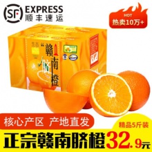 江西橙子脐橙赣南新鲜水果夏橙手剥橙生鲜水果礼盒 奋进橙带箱5斤单果70-79mm